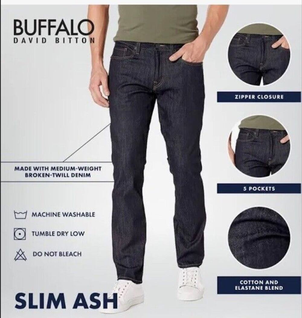Buffalo David Bitton Jeans Mens 38x32 Driven X Relaxed Straight Stretch Blue
